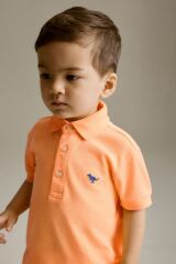 Next Baby % 100 Pamuklu Turuncu Polo Yaka Kısa Kollu Alt Üst Takım