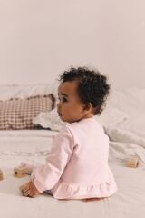 Next Baby Pamuklu Pembe Fiyonk Desenli Sweat Üst ve Tayt Alt Üst Takım