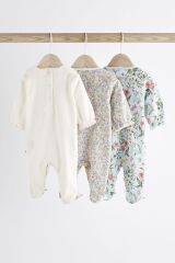 Next Baby % 100 Pamuklu Beyaz Ördek Desenli 3’lü Tulum Set