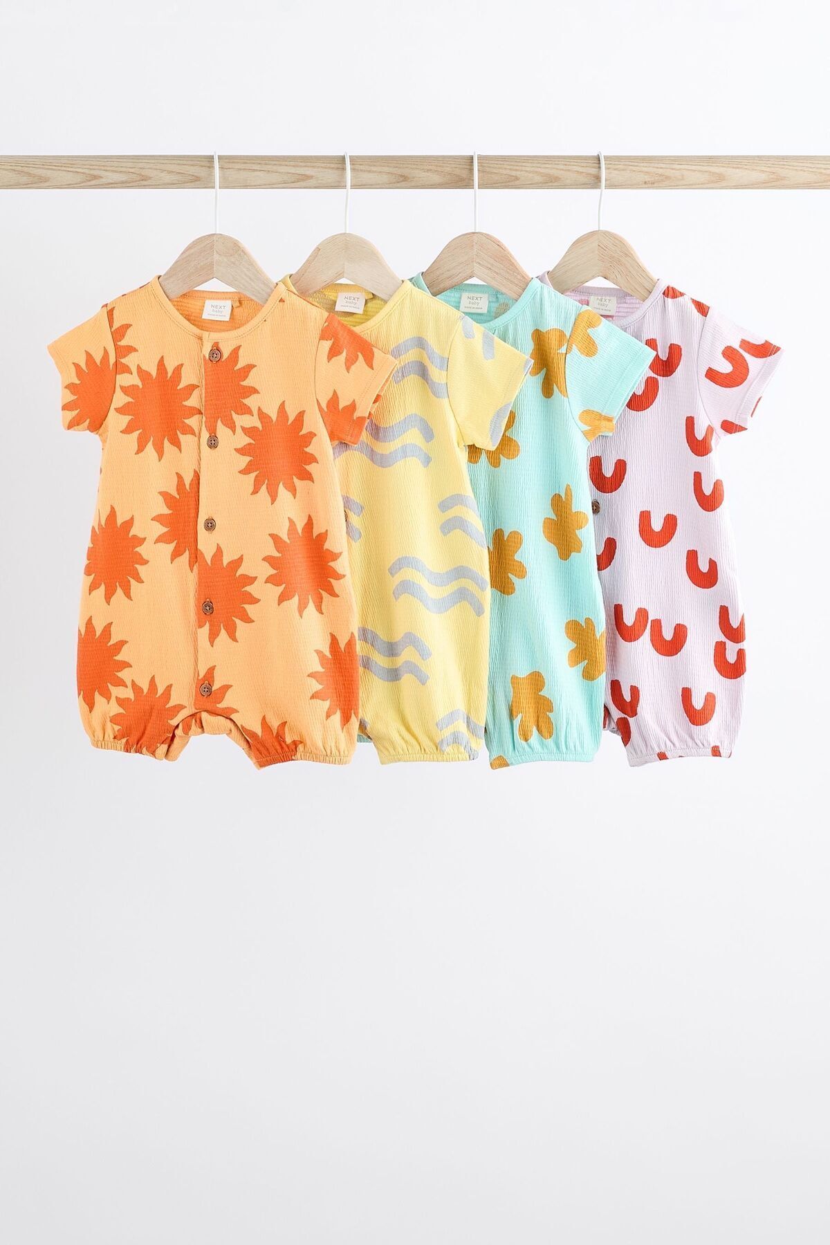 Next Baby % 100 Pamuklu Turuncu Parlak Baskı 4’lü Romper Set