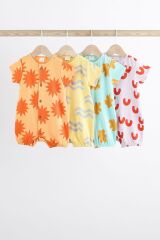 Next Baby % 100 Pamuklu Turuncu Parlak Baskı 4’lü Romper Set
