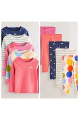 Pembe Gökkuşağı Desenli Uzun Kollu 5'Lİ Alt Üst Takım