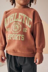 Next Baby Pamuklu Kızıl Kahve Uzun Kollu Seatshirt Jogger Pantolon Alt Üst Takım