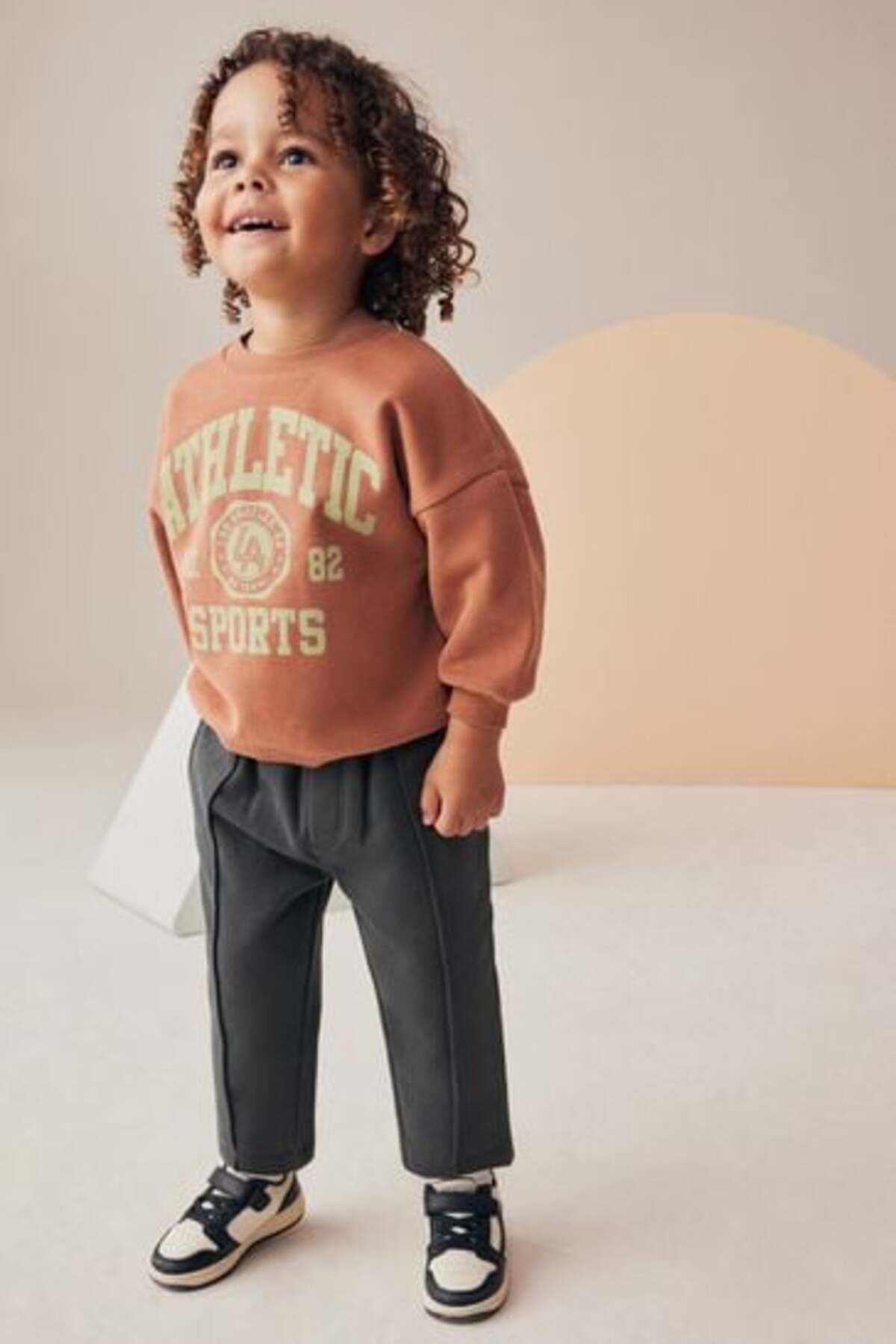Next Baby Pamuklu Kızıl Kahve Uzun Kollu Seatshirt Jogger Pantolon Alt Üst Takım