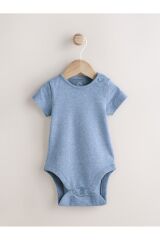 Next Baby %100 Pamuklu Mavi Beyaz Çizgili Gemi Desenli Kısa Kollu Salopet Body Zıbın Set