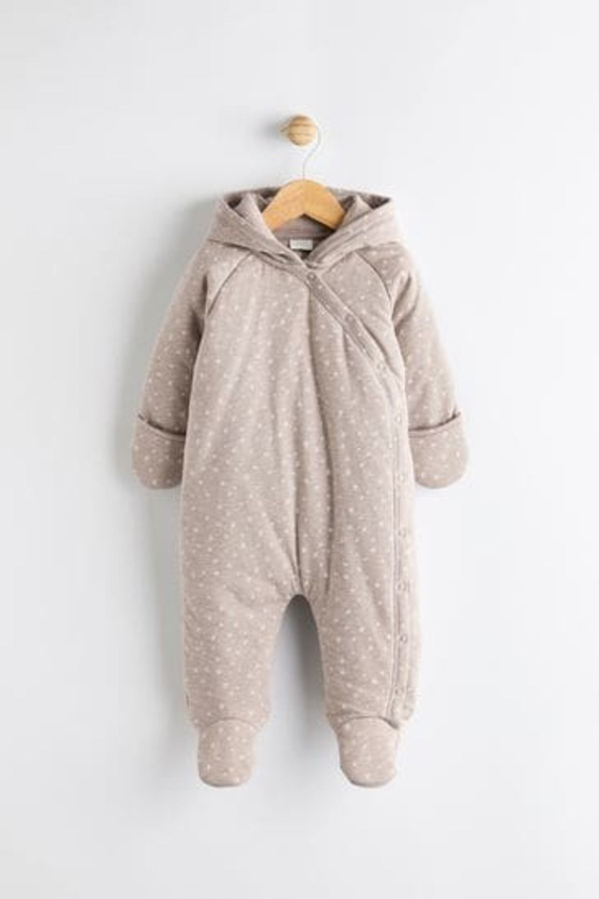 Next Baby Chocolate Brown Star Tam Polar Astarlı Astronot Tulum