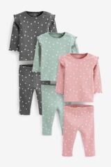 Next Baby % 100 Pamuklu Pink Green 3’lü Alt Üst Takım