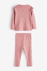 Next Baby % 100 Pamuklu Pink Green 3’lü Alt Üst Takım