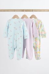 Next Baby % 100 Pamuklu Mor Unicorn Desenli 3’lü Tulum Set