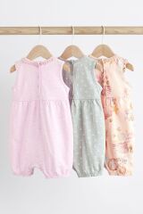 Next Baby % 100 Pamuklu Pembe Deniz Kabuğu Desenli 3’lü Romper Set