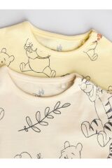 Next Baby %100 Pamuklu Krem Sarı Winnie The Pooh Desenli 2'li Romper Set