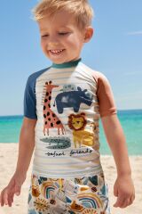 Next Baby Krem Safari Sunsafe UPF 50+ Güneş Korumalı Şortlu Mayo Alt Üst Takım