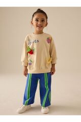 Pamuklu Krem Meyve Desenli Uzun Kollu Alt Üst Takım