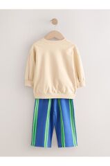 Pamuklu Krem Meyve Desenli Uzun Kollu Alt Üst Takım