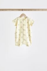Next Baby % 100 Pamuklu Mavi Sarı Parlak Baskı 4’lü Romper Set