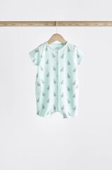 Next Baby % 100 Pamuklu Mavi Sarı Parlak Baskı 4’lü Romper Set