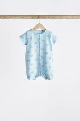 Next Baby % 100 Pamuklu Mavi Sarı Parlak Baskı 4’lü Romper Set