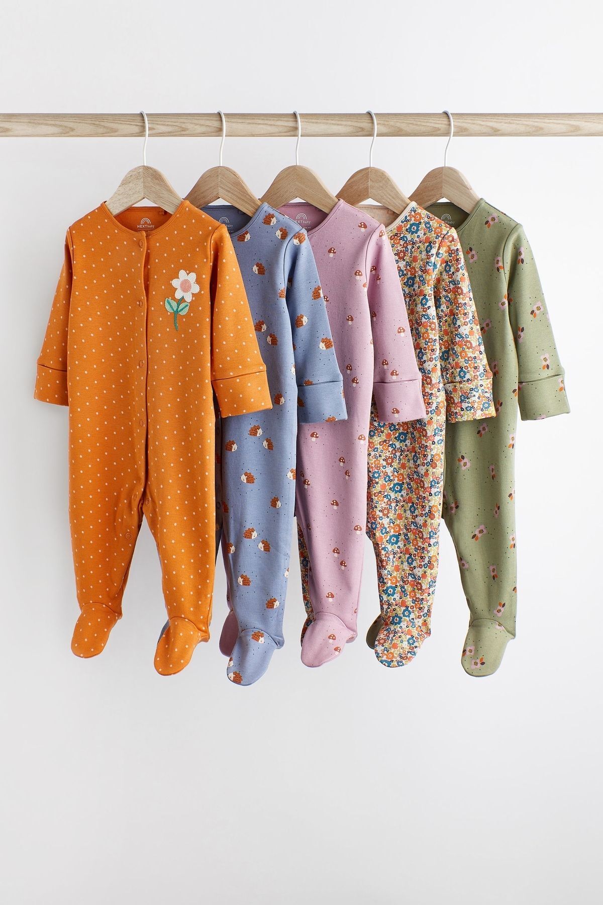 Next Baby % 100 Pamuklu Orange Flovers 5’li Tulum Set