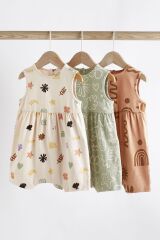 Next Baby Pamuklu Krem Çiçek Desenli Romper 3’lü Set