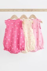 Next Baby % 100 Pamuklu Pembe Kalp Desenli 3’lü Romper Set