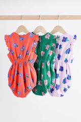 Next Baby % 100 Pamuklu Parlak Çiçek Desenli 3’lü Romper Set