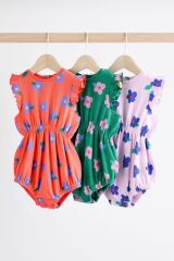 Next Baby % 100 Pamuklu Parlak Çiçek Desenli 3’lü Romper Set