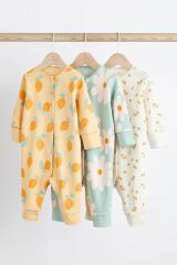Next Baby % 100 Pamuklu Sarı Limon Çiçek Desenli 3’lü Tulum Set