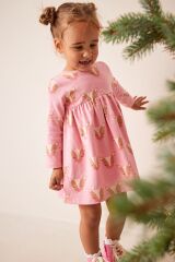 Next Baby % 100 Pamuklu Pink Reinder Elbise