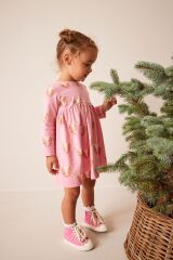 Next Baby % 100 Pamuklu Pink Reinder Elbise