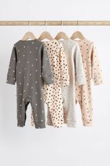 Next Baby % 100 Pamuklu Kahverengi Gri 4’lü Tulum Set