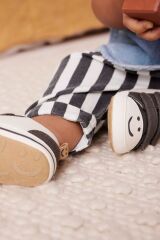 Next Baby Pamuklu Gülen Desenli Kısa Kollu Denim Yelek Çizgili Jogger Pantolon 3’lü Alt Üst Takım