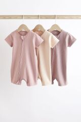 Next Baby % 100 Pamuklu Pastel Renkler 3’lü Romper Set