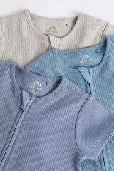Next Baby % 100 Pamuklu Mavi Gri 3’lü Romper Set