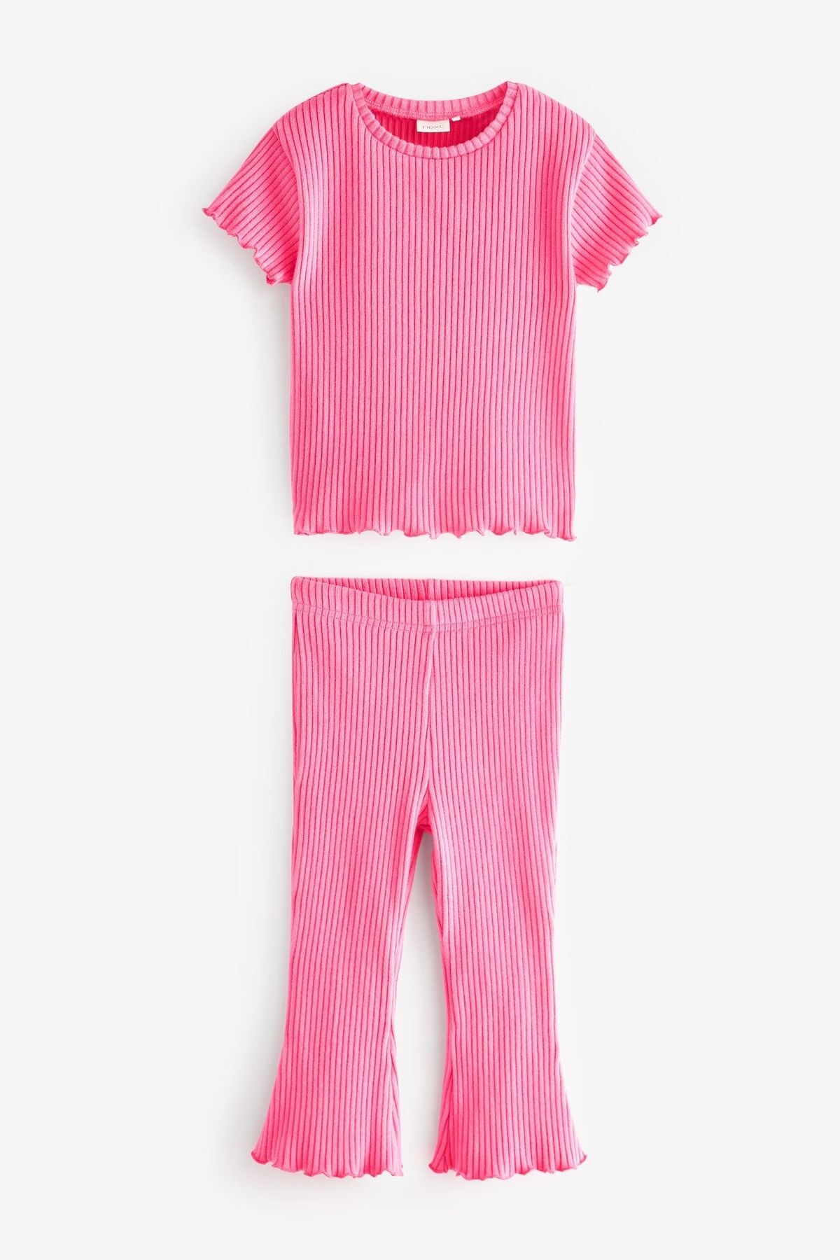 Next Baby Pamuklu Pembe Ribanalı Kısa Kollu Alt Üst Takım