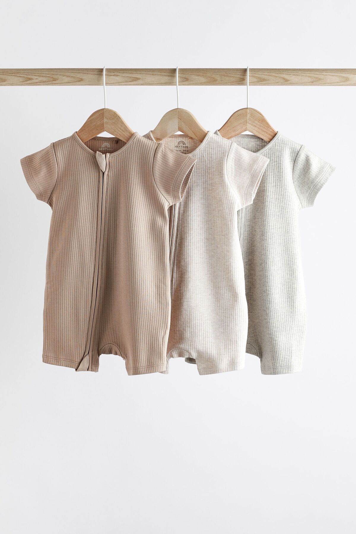 Next Baby % 100 Pamuklu Krem Gri 3’lü Tulum Set