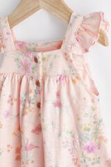 Next Baby % 100 Pamuklu Pembe Çiçek Desenli Tulum