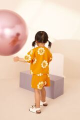 Next Baby % 100 Pamuklu Sarı Papatya Desenli Şortlu Alt Üst Takım