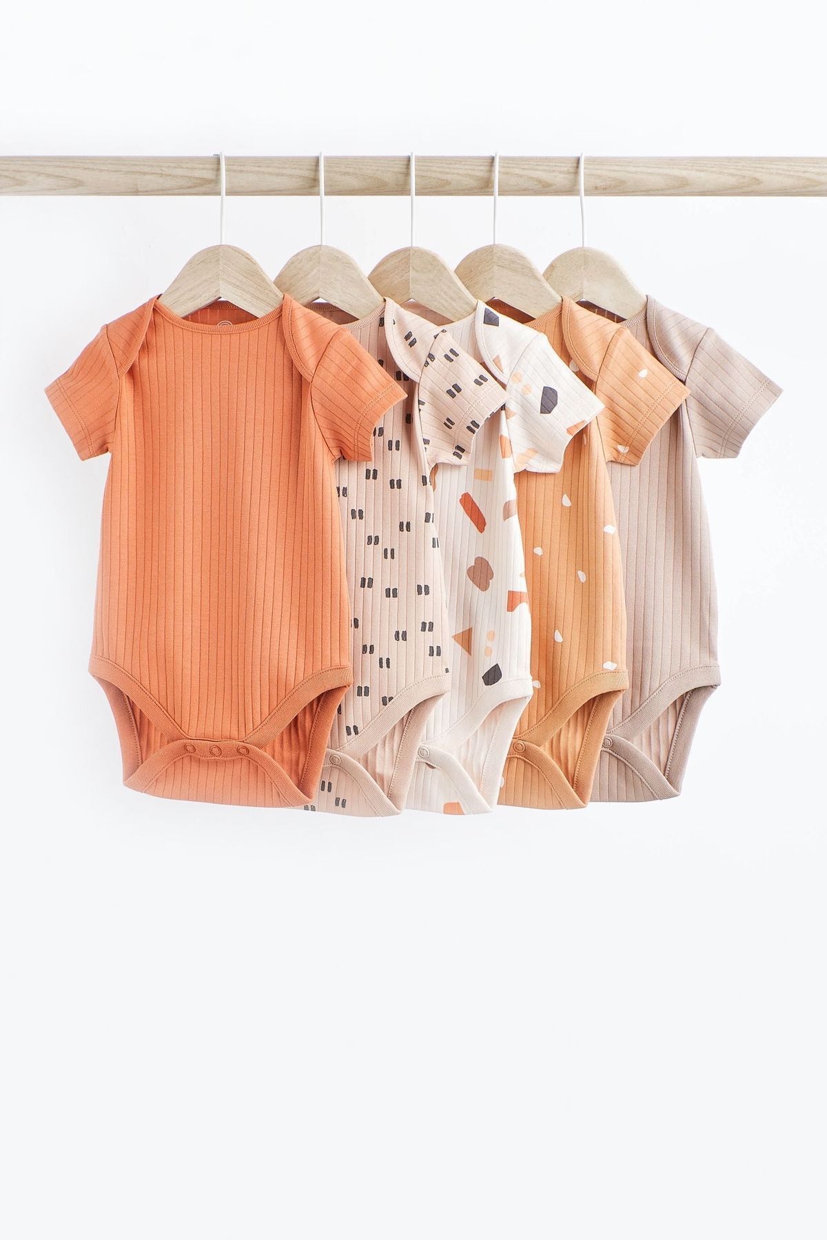 Next Baby % 100 Pamuklu Turuncu Kısa Kollu 5’li Body Zıbın Set