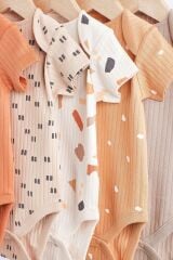 Next Baby % 100 Pamuklu Turuncu Kısa Kollu 5’li Body Zıbın Set