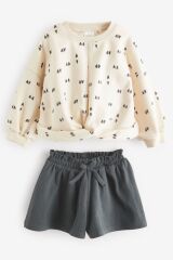 Next Baby Pamuklu Mono Kalpli Sweatshirt Şort Alt Üst Takım
