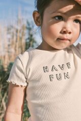 Next Baby Pamuklu Kahverengi Kısa Kollu Ribanalı Taytlı Alt Üst Takım