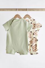 Next Baby Baby % 100 Pamuklu Yeşil Ayı Desenli 2’li Romper Set