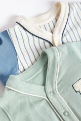 Next Baby % 100 Pamuklu Mavi Beyaz Polo Yaka 2’li Romper Set