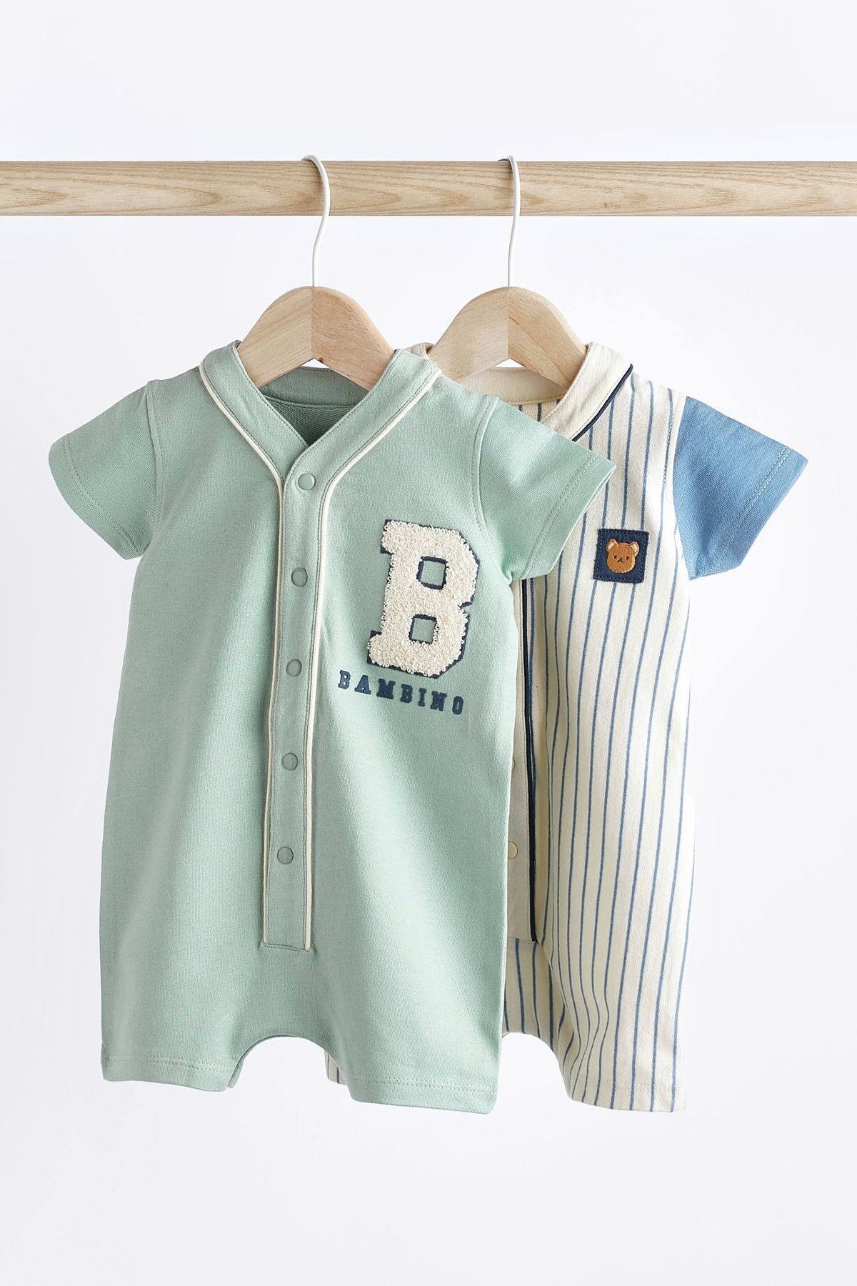 Next Baby % 100 Pamuklu Mavi Beyaz Polo Yaka 2’li Romper Set