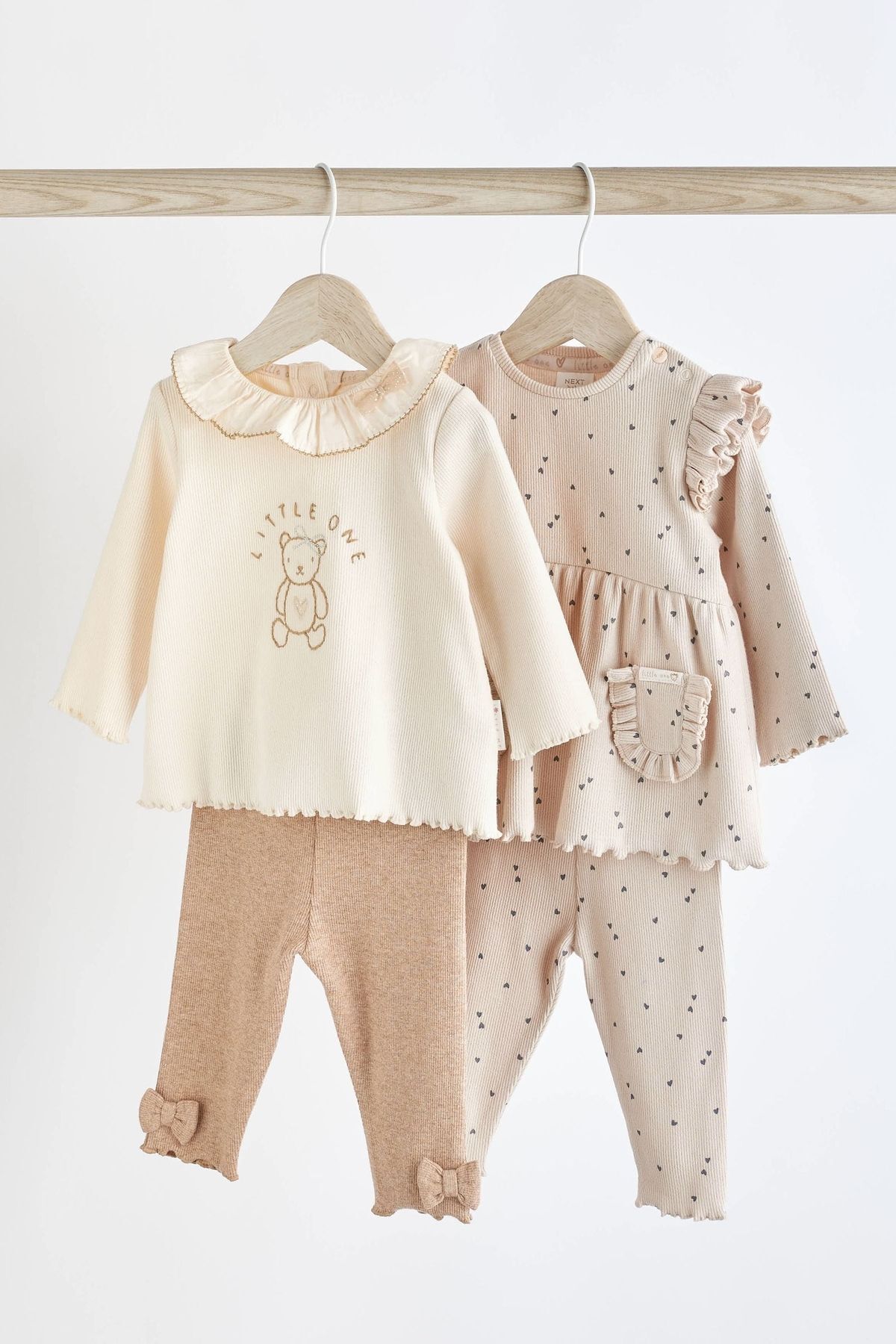 Next Baby % 100 Pamuklu Krem Ayıcık Desenli Uzun Kollu Alt Üst Takım