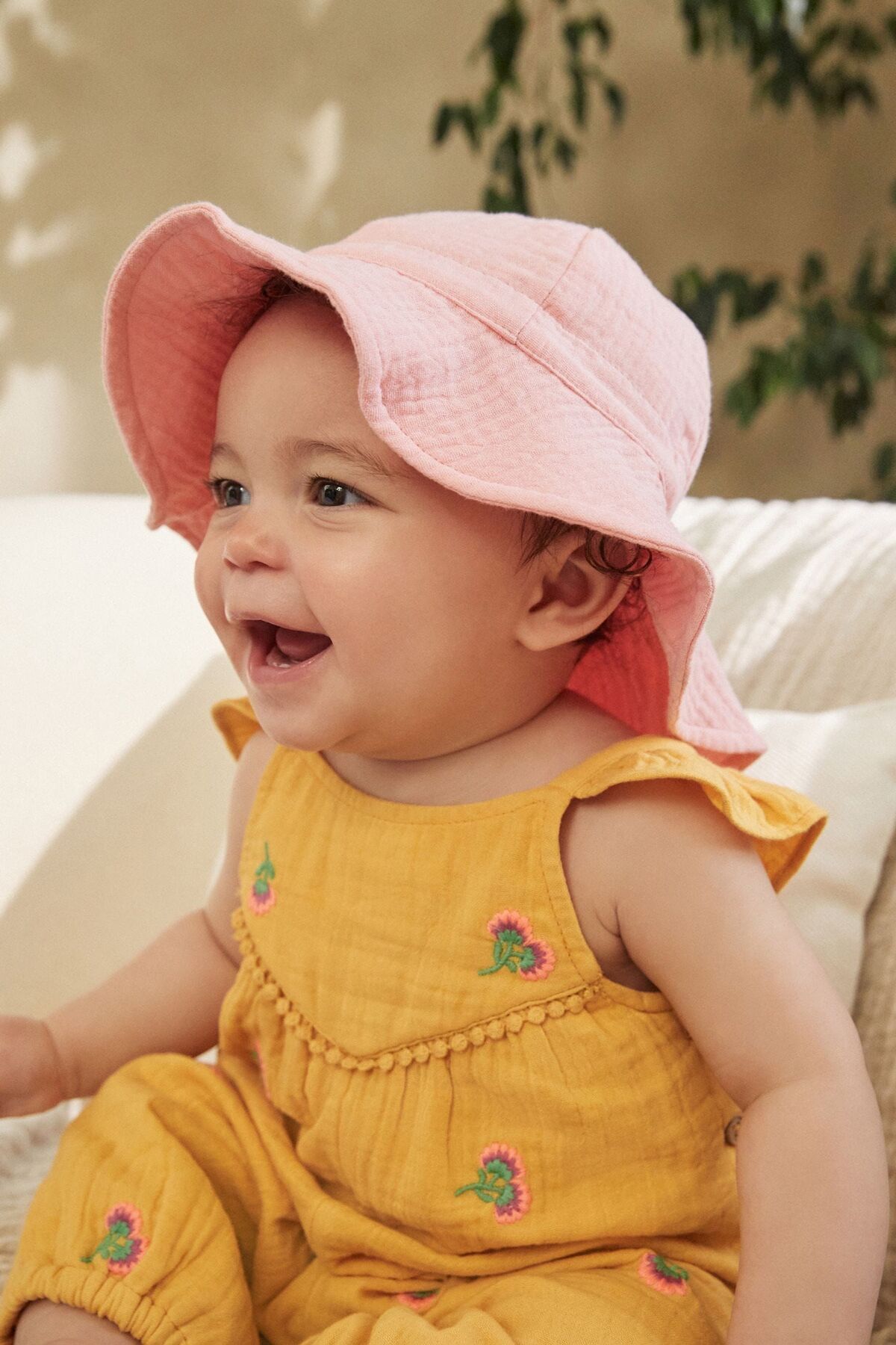 Next Baby Pamuklu Pembe Geniş Kenarlı Şapka