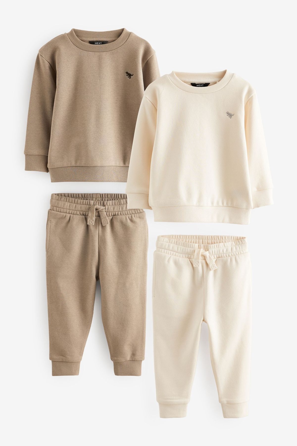 Next Baby Pamuklu Krem Kahve Sweatshirt Jogger Alt Üst Takım