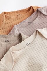 Next Baby Unisex Pamuklu Kahverengi 4’lü Body Zıbın