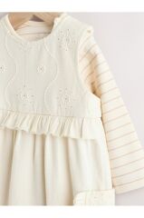 % 100 Pamuklu Krem Fırfırlı Salopet Body Zıbın Set