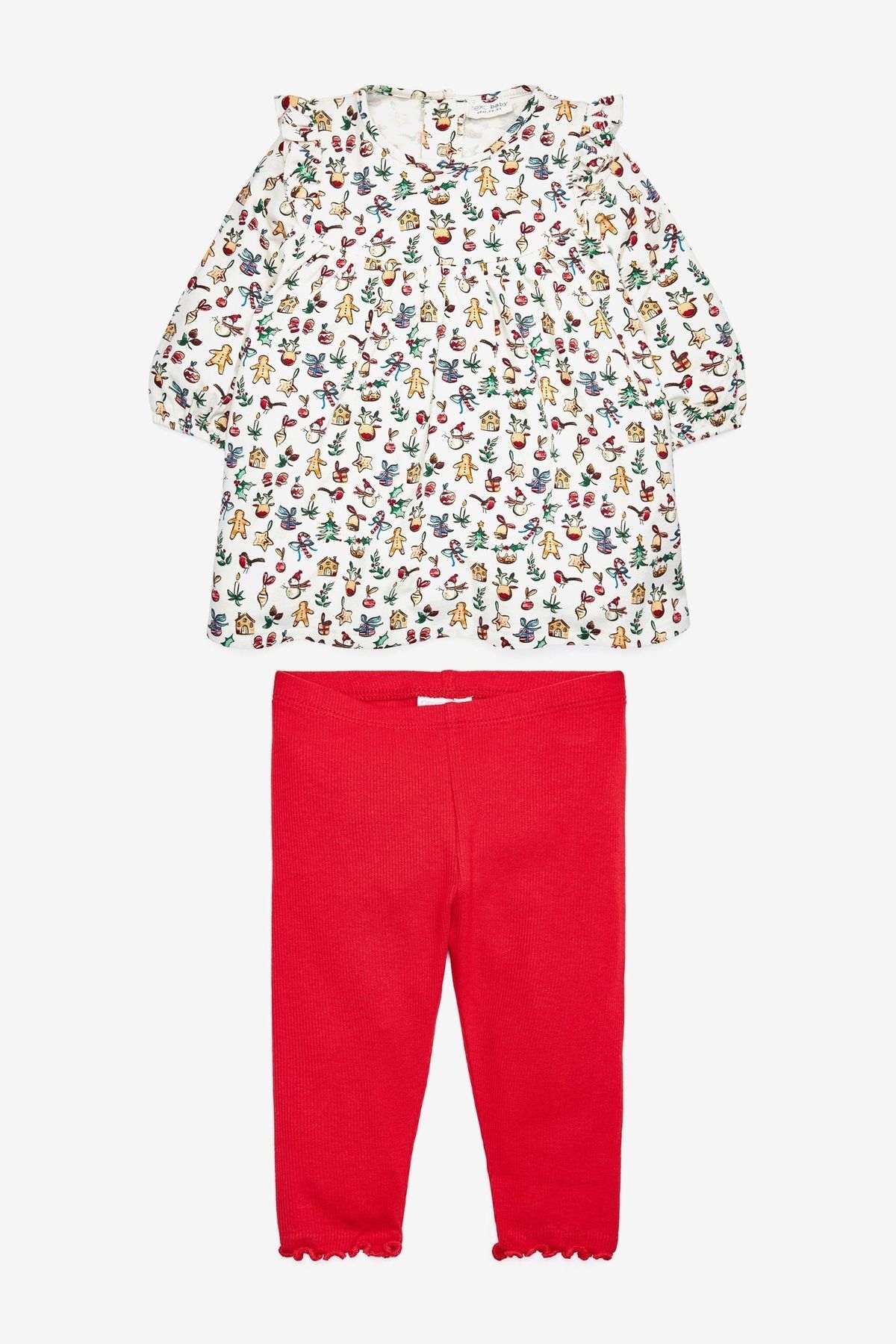 Next Baby Pamuklu Kırmızı Bluz Tayt Alt Üst Takım